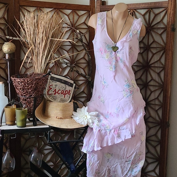 SALE TODAY PINK MULTI FLORAL LONGER DRESS SIZE 12 - Picture 6 of 16